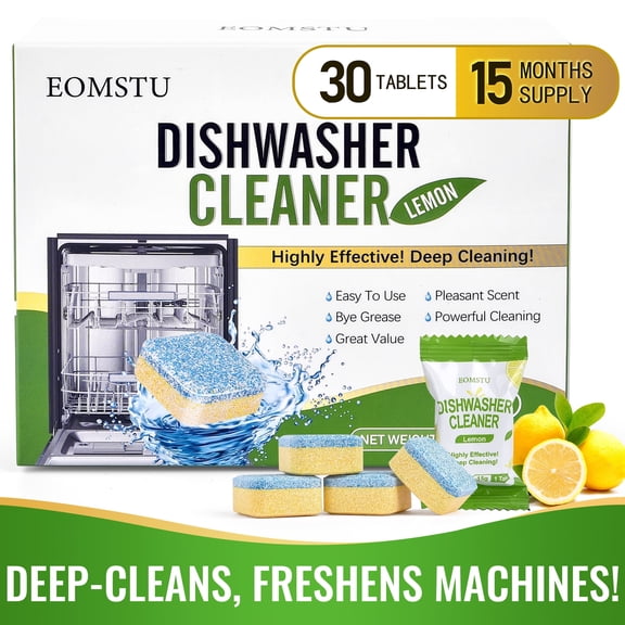EOMSTU Dishwasher Cleaner Tablets, Lemon, 30 Count