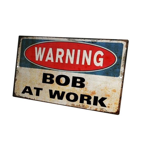 KuzmarK Novelty Funny Wall Plaque Sign - Warning Bob At Work