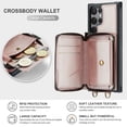 thumbnail image 4 of Dteck Wallet for Samsung Galaxy S23 Ultra Case, RFID Blocking Credit Card Slots Zipper Pocket PU Leather Protective Phone Case with Shoulder Lanyard Wristlet Strap for Samsung S23 Ultra 6.8 InRosegold, 4 of 7