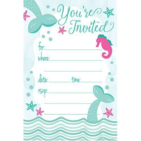 mermaid birthday party invitations fill in style 20 count with