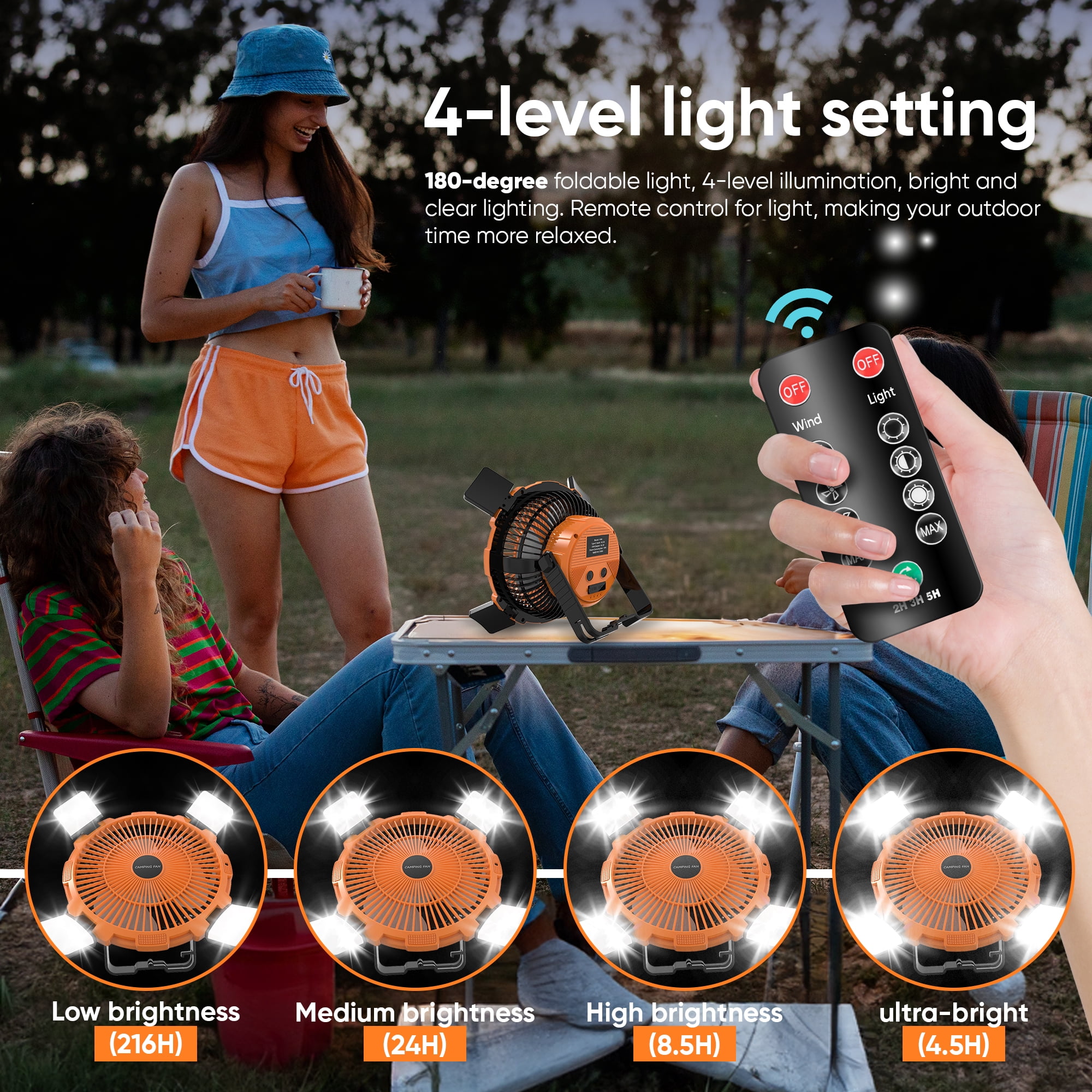 PortableOut Camping Tent Fan, Battery Powered Fan, USB Outdoor Fan, Camping Accessories
