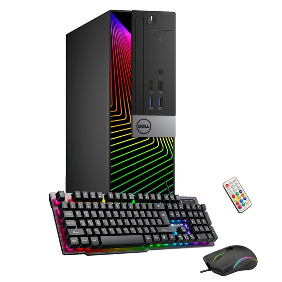 Custom Built RGB Lights PC - Dell OptiPlex SFF Computer Intel Core i5 6500 Processor 8GB RAM 512GB SSD Win 10 Pro WIFI HAJAAN Gaming PC Keyboard & Mouse HDMI - Refurbished