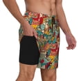 thumbnail image 2 of Naloa Funny Owl Bird Print Men Swim Trunks with Compression Liner ,Board Shorts,Men's Swim Shorts with Drawstring and Elastic Waistband-XX-Large, 2 of 6
