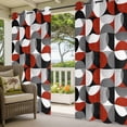 thumbnail image 5 of Vintage Mid-Century Outdoor Curtains for Patio Waterproof, Modern Abstract Geometric Red Gray Grommet Curtains for Porch Outside Privacy Drape for Gazebo Garden Pergola, 1 Panel, 54x84in, 5 of 9