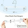 thumbnail image 2 of Clear Skirt Hangers with Clips, Non-Slip Plastic Pant Hanger with 2 Adjustable Clips, Upgraded Clip Hanger for Pants, Skirts, Shorts, 14" Clear Hangers 10 Pack, 360-Rotating Swivel Hook, 2 of 9