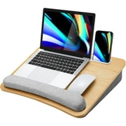 Lap Laptop Desk - Portable Lap Desk with Cushion, Fits up to 17 inch Laptop, with Anti-Slip Strip & Storage Function for Home Office Students Use as Computer Laptop Stand - Black, HNLD28B