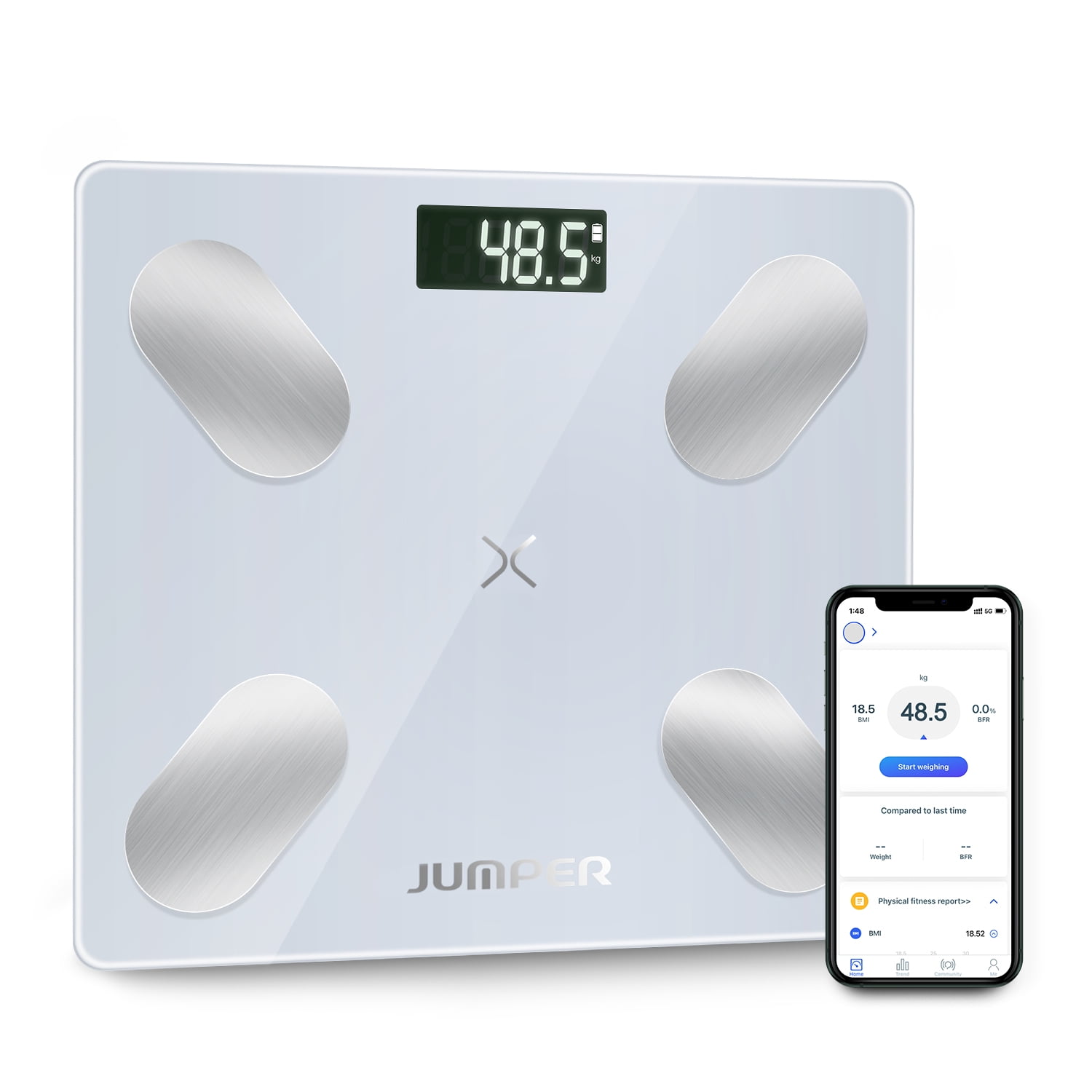 Bluetooth Body Fat Scale Smart BMI LED Digital Bathroom Weight Scale iOS Android