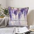 thumbnail image 6 of Zufioo Lavender Blooms Window Print Velvet Border Throw Pillow Cover, Zipper Throw Pillow Protector for Cushions Sofa Bedroom Home Decorations-16"x16", 6 of 8