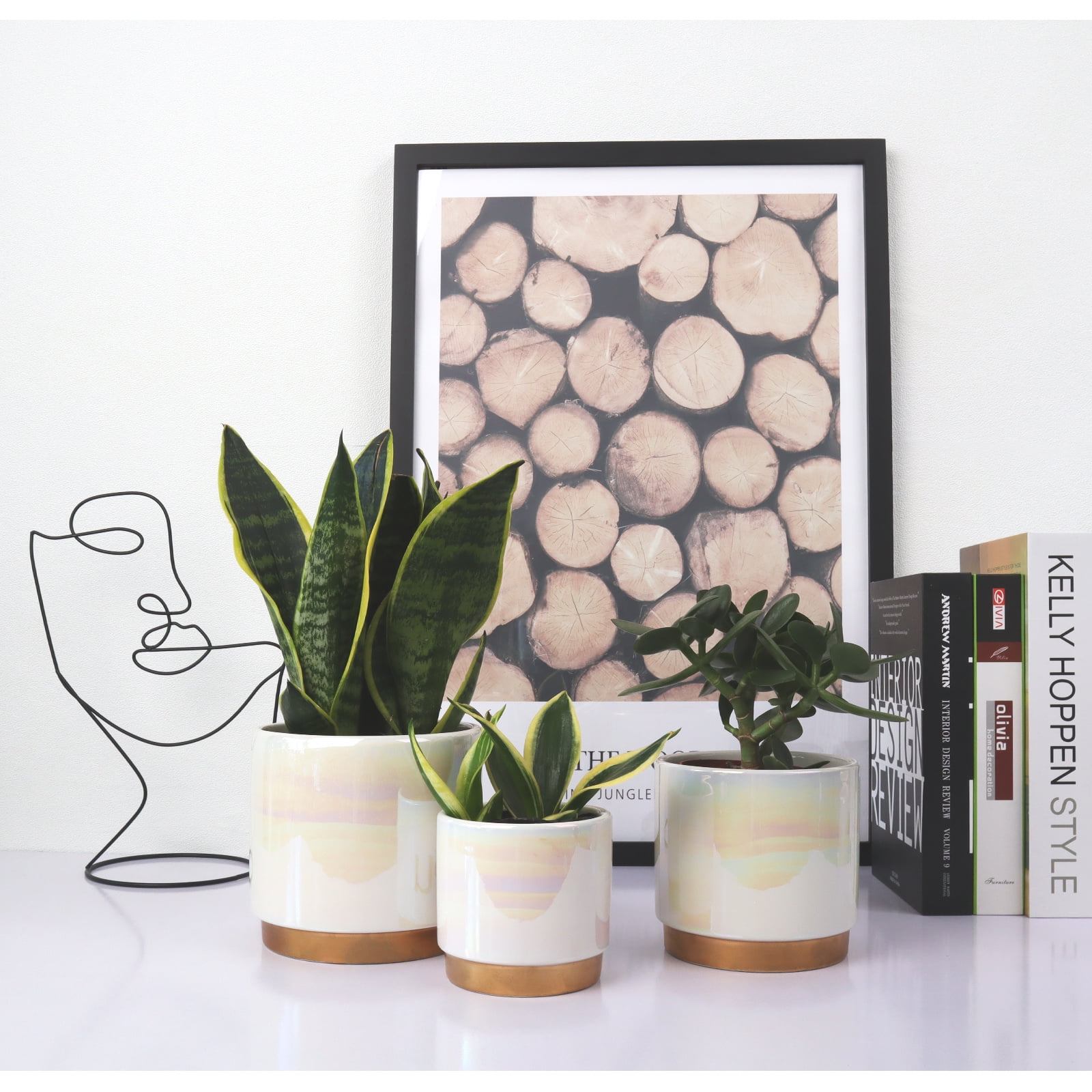 YFFSRJDJ White Plant Pots for Indoor Plants, Ceramic Planter with Drainage Hole, 6.0 inch+5.0 Inch+4.0 Inch. Succulent Orchid Flower Pot