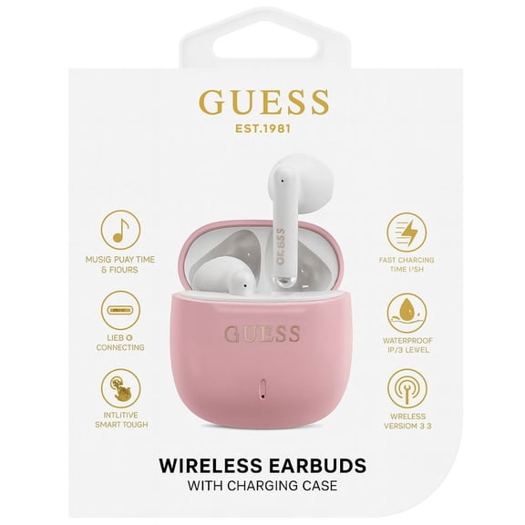 Guess True Wireless Bluetooth Earbuds IPX4 Waterproof - Pink