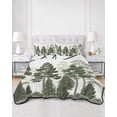 thumbnail image 3 of Green Forests Tree Queen Size Down Alternative Comforter, Lightweight Comforter Quilt Bedding Set with Pillow Shams Pine Maple Trees Nature Pure Color All Seasons Bed Comforter Duvet Insert 90"x96", 3 of 7