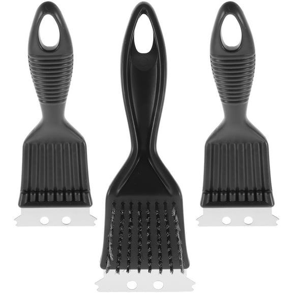 3PCS BBQ Grill Cleaning Brush Multifunctional Plastic Handle Barbecue Brush Stainless Steel Cleaning Brush Scraper