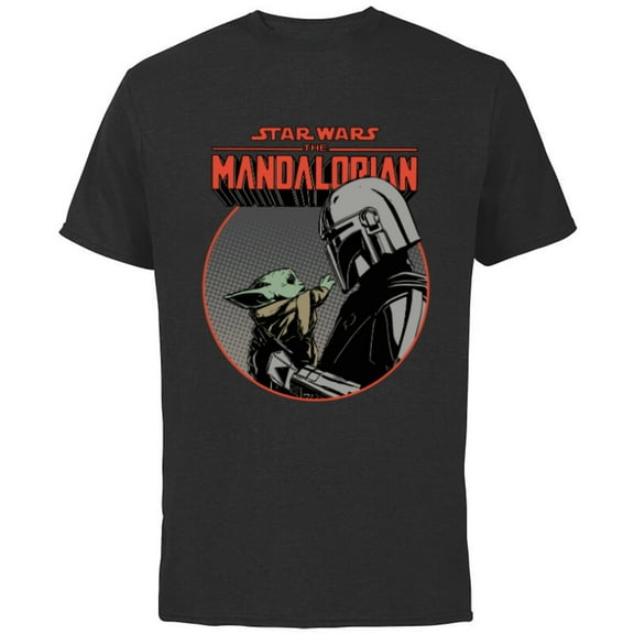 Star Wars The Mandalorian Mando and the Child Retro - Short Sleeve Cotton T-Shirt for Adults - Customized-White