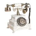 thumbnail image 4 of Teléfono retro con cable, dial giratorio, decorativo, novedoso, con remarcación, adorno de escritorio, teléfono antiguo para sala de estar, cafetería, Blanco con textura, 4 of 8