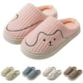 thumbnail image 2 of Fuzzy Slippers For Women Couples Men On Furry Flat Home Winter Round Toe Keep Warm Prints Slippers Shoes Warm Cozy Winter House Slippers Bedroom Indoor House Shoes, 2 of 7