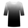 thumbnail image 4 of Ecqkame Women's Short Elbow-Length Shirts Tops Crew Neck Blouses Casual Loose Spring and Summer T-Shirts White S, 4 of 5