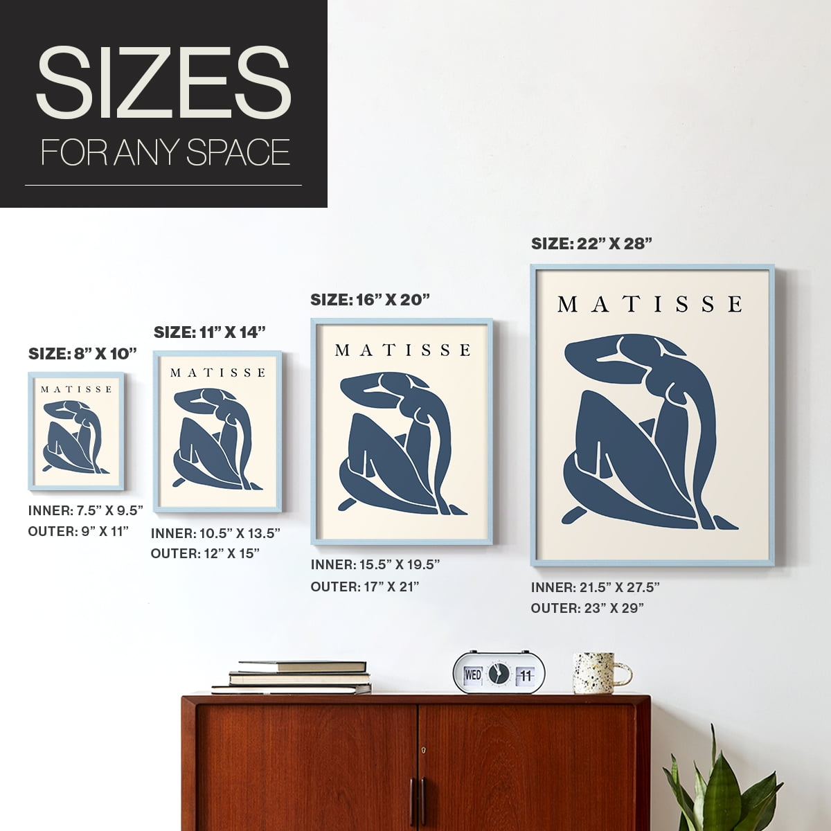 Matisse CCCLXXXI in Blue Solid Wood 8 x 10 Framed Print