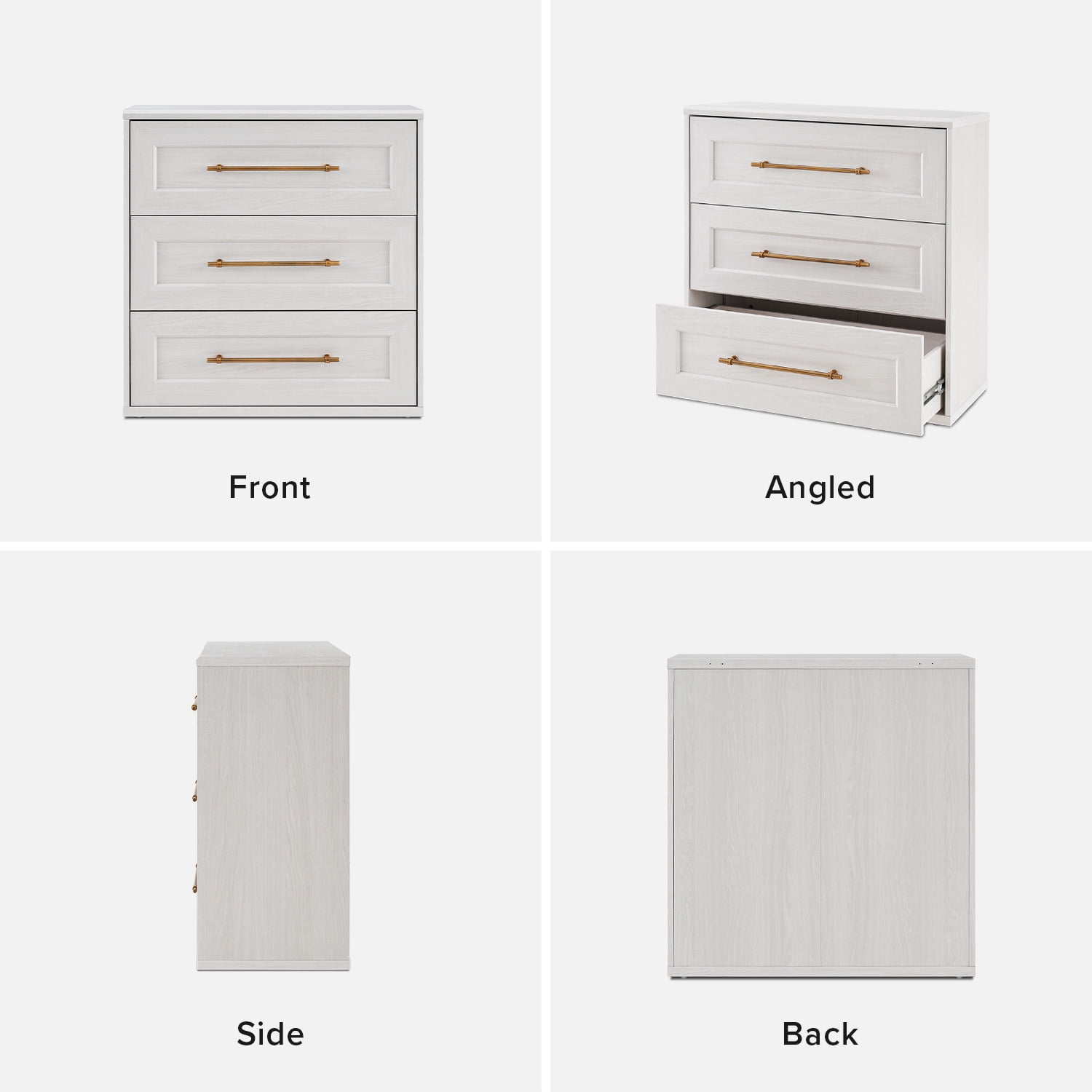Mopio Blake 3 Drawer Dresser for Bedroom, Small Dresser & Chest of Drawers, Wood Dresser Organizer, Modern Farmhouse Dresser, Tall Night Stand, End Table, Enhanced Safety, Sturdy Compliant (White)