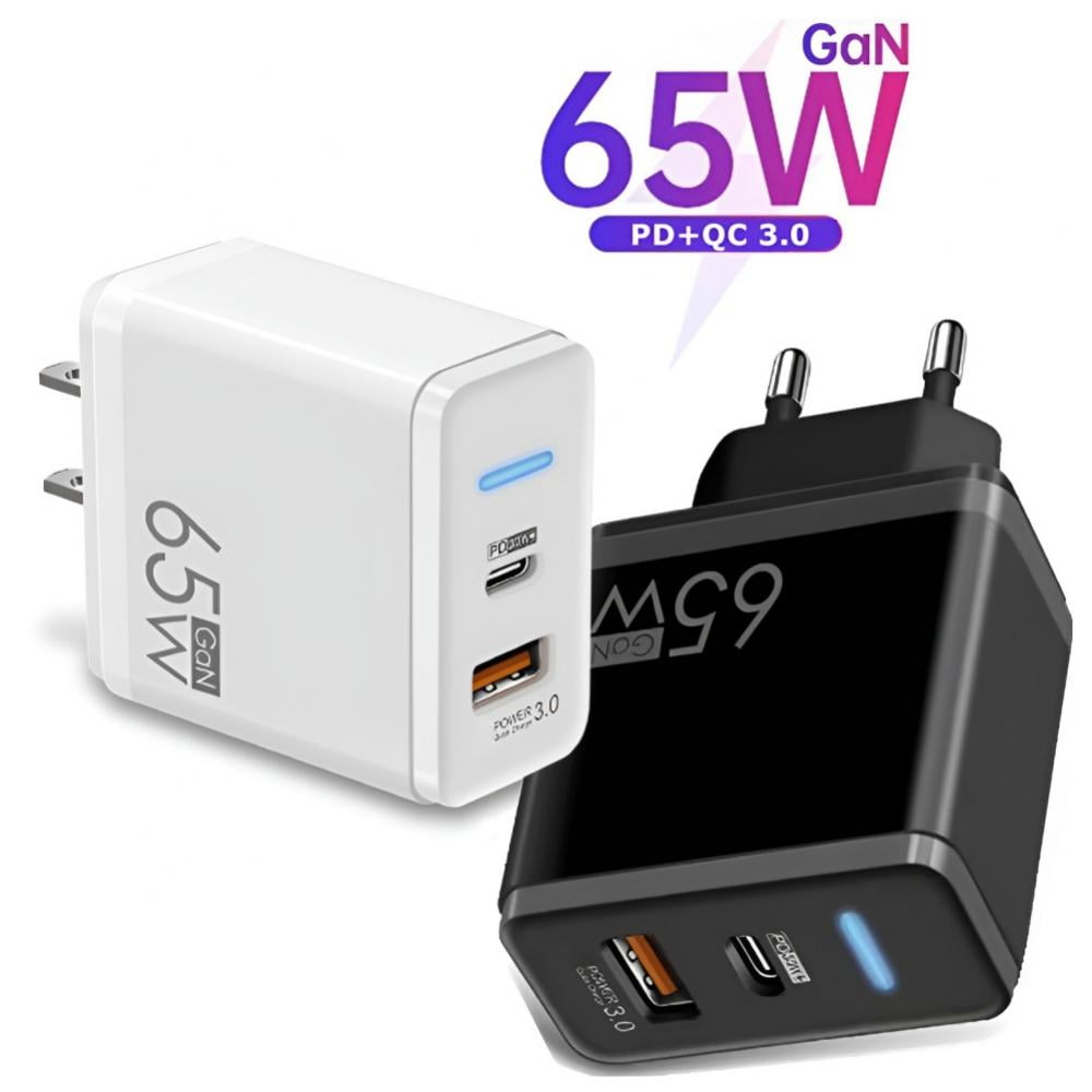 2 Pack 65W Dual USB C Wall Charger, GaN PD Type C Charger Fast Charging ...