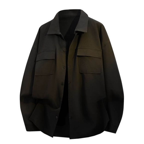 Kakii Men's Lightweight Military Style Jacket Washed Cotton with Multi Pockets