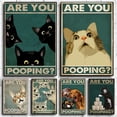 thumbnail image 2 of Póster vintage con diseño de animales de baño, gato, perro, ¿estás haciendo caca? Letrero divertido para el baño, pintura en lienzo, imágenes artísticas para la pared, decoración del baño del hogar, 2 of 5