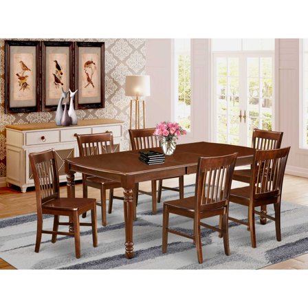 East West Furniture Dining Room Set Mahogany, DONO7-MAH-W
