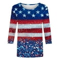 thumbnail image 4 of Cavosen Red White and Blue T Shirts Women Petite Independence Day 3/4 Sleeve Crewneck Shirts USA Star Striped Graphic Tops Lady XL 4th of July Casual T Shirts Red White and Blue Tunic Tees, 4 of 5