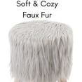 thumbnail image 4 of BirdRock Home Faux Fur Foot Stool Ottoman with Wood Legs - Silver, 4 of 12
