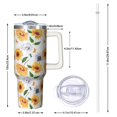 thumbnail image 2 of OBREWU White Sunflower Tumbler with Handle and Lid,White Sunflower 40oz Double Wall Vacuum Insulated Tumbler,Cups Gift for Women and Men, 2 of 7