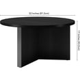 thumbnail image 3 of Henn&Hart 32" Round Wood Pedestal Coffee Table for Living Room, Family Room, Office, or Apartment, Black Grain, 3 of 14