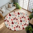 thumbnail image 2 of Merry Christmas Area Rug, Red Plaid Tree Snowflakes Elk Linen Texture Washable Large Circle Carpet, Non Slip Round Rug for Living Room/Bedroom/Dining Room/Home Office/Dorm, 2 of 9