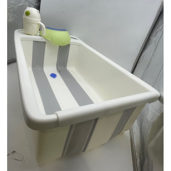 Open Box GENERIC COLLAPSIBLE BABY BATHTUB WITH SMART TEMPERATURE DISPLAY - WHITE/GRAY