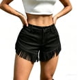 thumbnail image 2 of Ailaofu Womens Fringe Hem Shorts High Waisted Button Closure Casual Shorts Retro Western Style Shorts for Women, 2 of 6