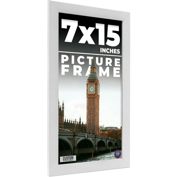 7x15 Frame White Solid Wood Picture Frame Includes UV Acrylic Shatter Guard Front, Acid Free Foam