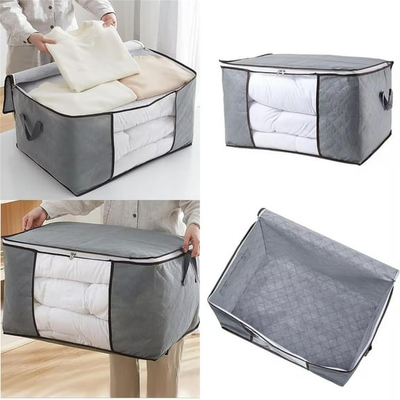 Tkrady Jumbo Zippered Storage Bag for Closet King Comforter, pillow, quilt, bedding, Clothes, Blanket Organizers with Large Clear Window & Carry Handles Space Saver-1pcs