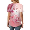 thumbnail image 4 of Womens Summer Tops Floral Print Tunic Blouse Casual Crewneck Short Sleeve Tshirts Pleated Tee Shirt, 4 of 6