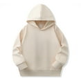 thumbnail image 2 of UAYOTSE Kids Girls Pullover Hoodie Plain Long Sleeve Solid Color Sweatshirt Athletic Shirt with Pockets(Beige,5-6 Years), 2 of 3
