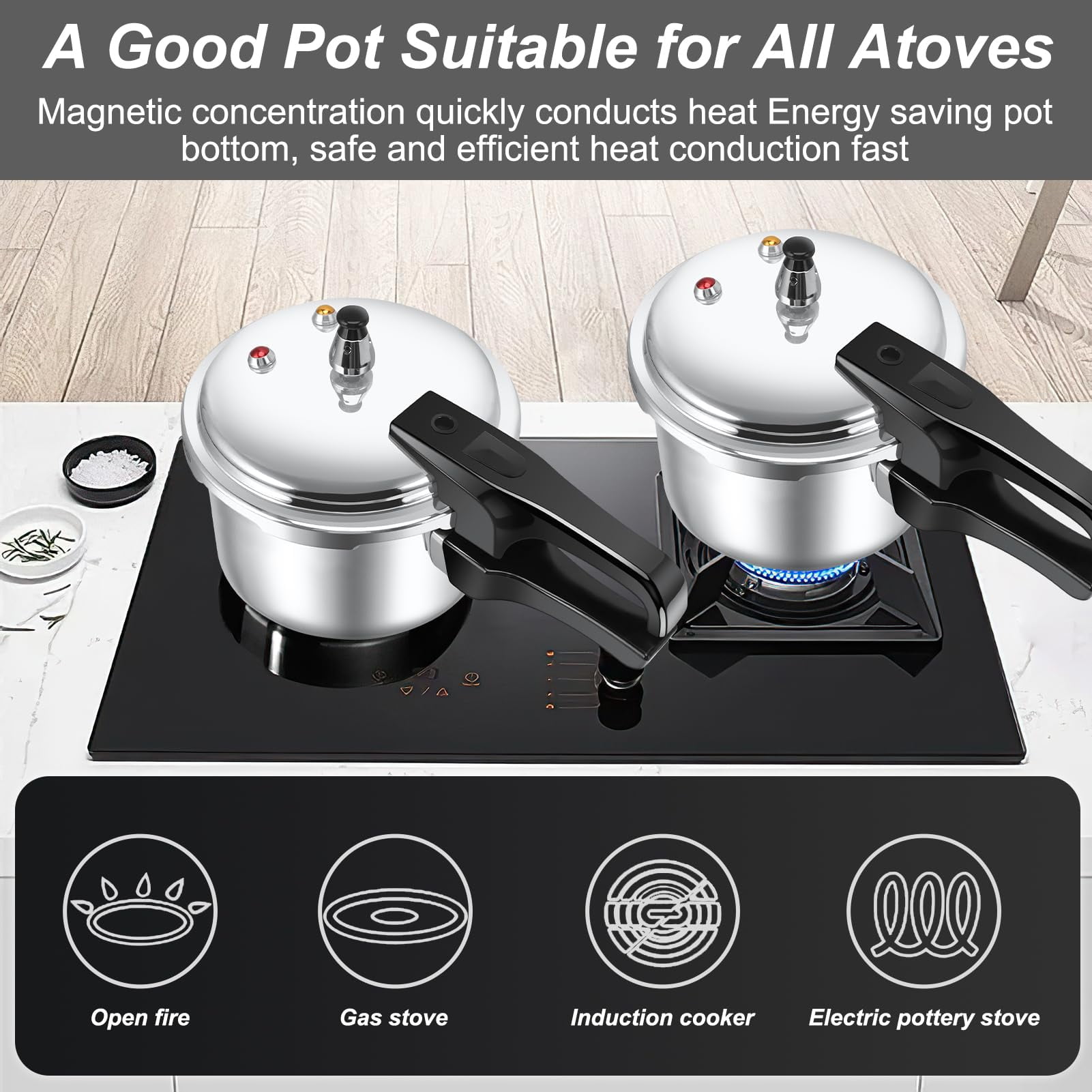 Tebru 3 L Aluminum Stovetop Pressure Cooker