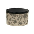 thumbnail image 5 of Household Essentials Round Hat Boxes with Lids, Detailed Floral Print with Faux Leather Lids, Poly-Cotton and Non-Woven PP Liner, Large, Medium and Small, Stackable and Nestable, Black and Tan, 5 of 8