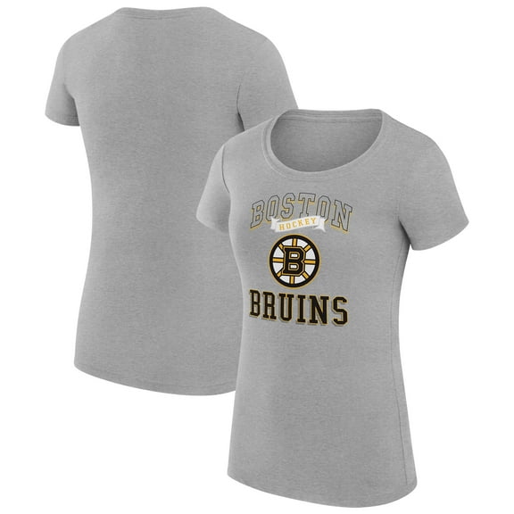 Women's G-III 4Her by Carl Banks Heather Gray Boston Bruins Super-Slim Fit Lightweight Team Logo Graphic T-Shirt