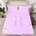 thumbnail image 2 of Castle Fairy Adults Female Women Letter Monogrammed R Twin Sheet Sets 3pcs,Dreamy Princess Bow-Tie Twin Fitted Sheet Microfiber,Cute Ribbon Bow Breathable Flat Sheet,Lightweight Room Decor, 2 of 7