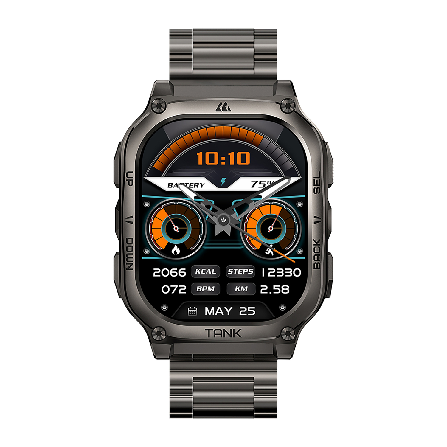 KOSPET TANK M3 Special Edition 1.96-In.-AMOLED Smartwatch with Stainless Steel Band (Black), P-MS003-B