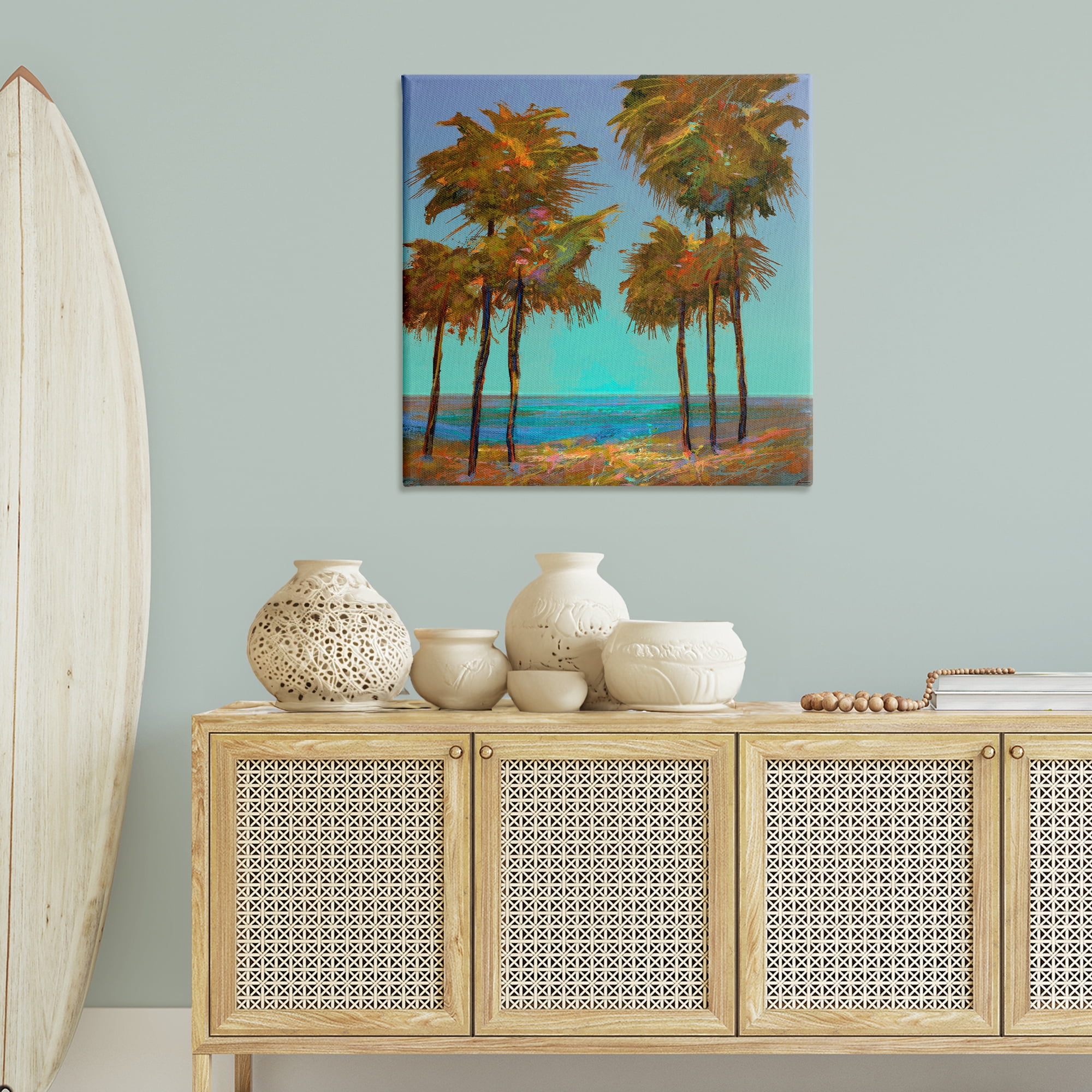 Stupell Industries Looming Green Palms Landscape Painting Gallery Wrapped Canvas Art Print Wall Art, 36 x 36