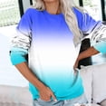 thumbnail image 3 of MSJUHEG Chandail en Molleton pour Femmes Manches Longues Hauts d'Entraînement pour Femmes Décontracté Col Rond Chandail en Molleton Manches Longues Haut Dégradé Pull Version Ample Pull-Over Chandail en Molleton pour Femmes Bleu TG, 3 of 5