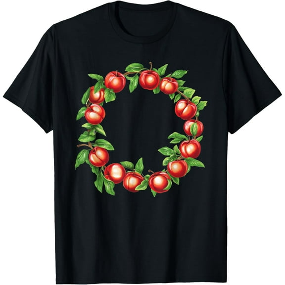 Nectarines In A Circular Frame T-ShirtPure cotton short-sleeved shirts for both men and women