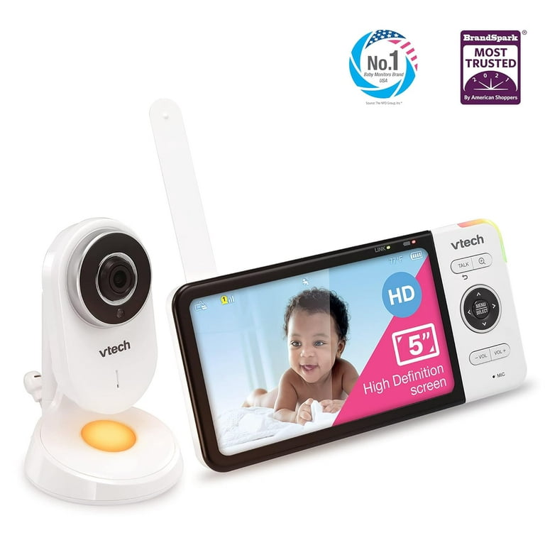 VTech VM818HD Video Monitor, 5-inch 720p HD Display, Night Light,  110-degree Wide-Angle True-Color DayVision, HD No Glare NightVision,  Best-in-Class