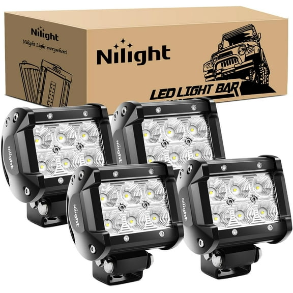 Nilight LED Pods 4PCS 18W 1260lm Flood Light Bar Driving Fog off Road Lights Work 24V 12V For Motorcycles Van Camper Wagon Car Pickup ATV UTV SUV Truck Boat