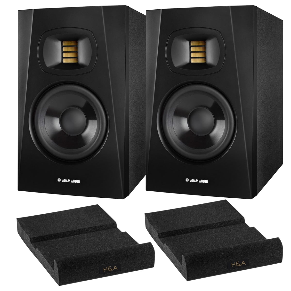 Adam Audio Professional T-Series T5V 5" 70W 2-Way Active Nearfield Monitor, Single with H&A ISOLATION PAD FOR STUDIO MONITOR