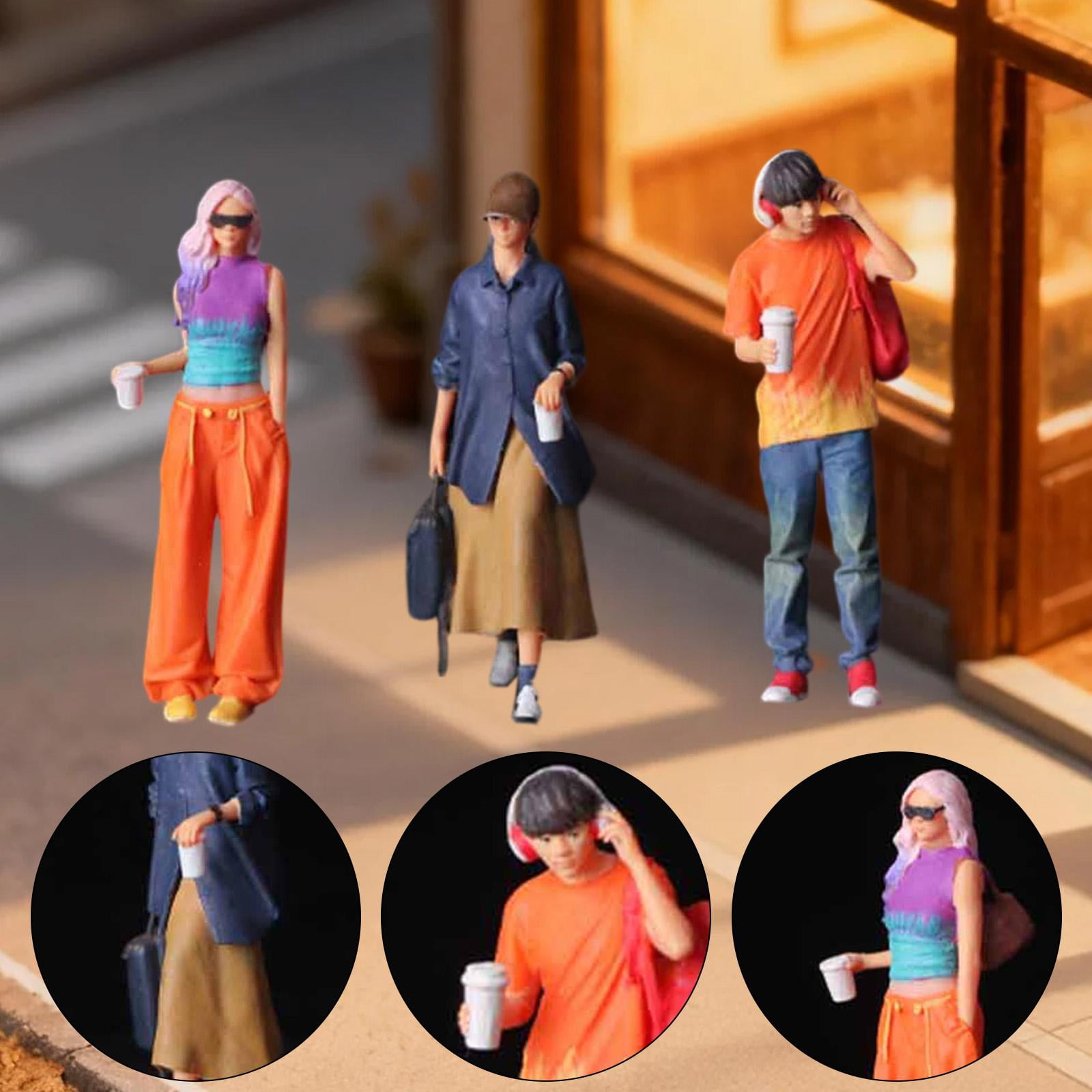 Miniature People Figure Diecast Resin Hand Painted 1:64 Scale Model Gift for Collectors Display Hobby