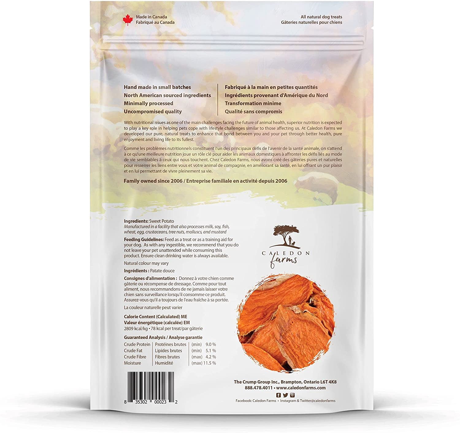 Caledon Farms Sweet Potato Chews Dog Treats 9.3 oz Pack of 3